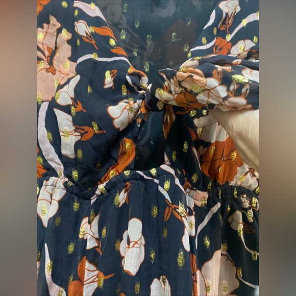 J. Crew Collection Tie-front Lurex Dress in Mixed Print Sz XS - Picture 9 of 10